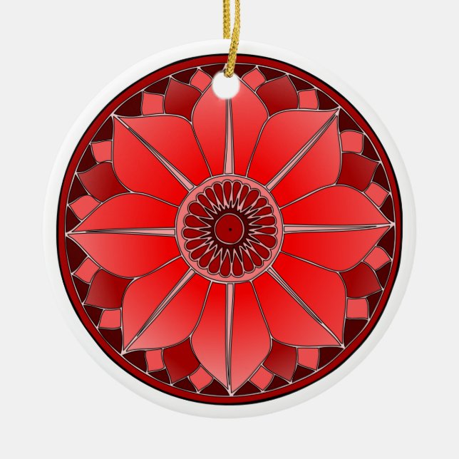 Ornamento De Cerâmica Elegante Red Mandala (Frente)