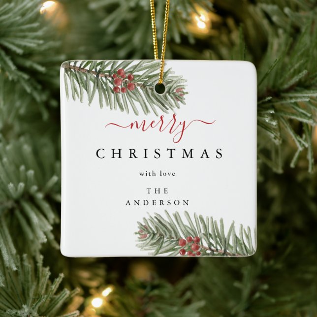 Ornamento De Cerâmica Elegante Rustic Pine Christmas Modern (Árvore)