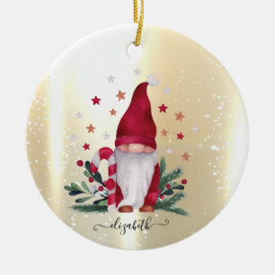 Ornamento De Cerâmica Elegante Shiny, Faux Dourado, Wreath Joy