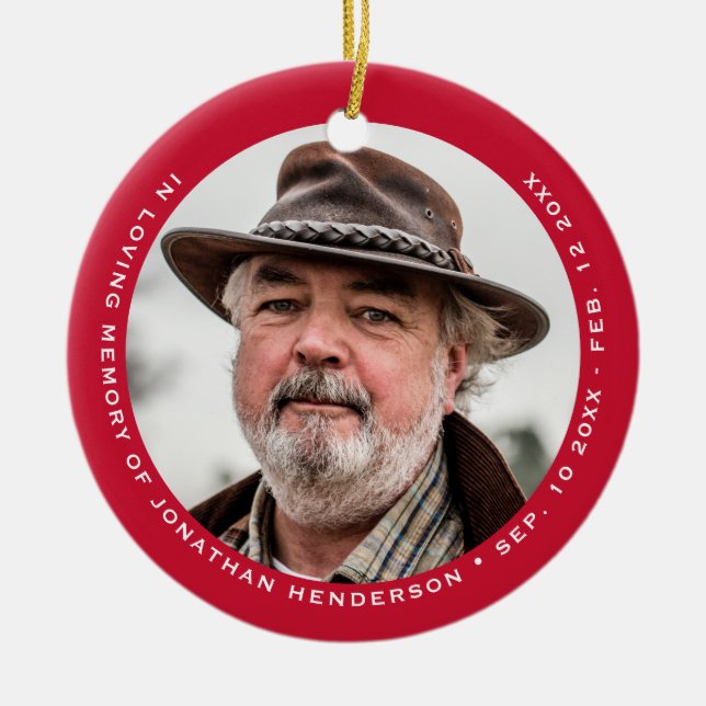 Ornamento De Cerâmica Elegante Simples Na Foto Da Memória De Adorto (Frente)