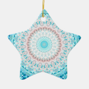 Ornamento De Cerâmica Elegante Sky Blue Crystal Mandala