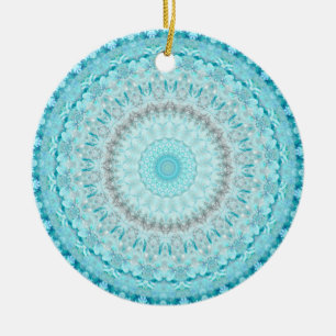 Ornamento De Cerâmica Elegante Sky Blue Crystal Mandala