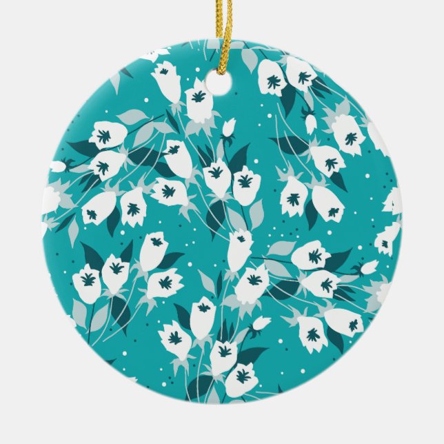 Ornamento De Cerâmica Elegante Tulip Flower Pattern Botanical Art Design (Frente)