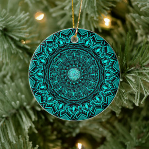 Ornamento De Cerâmica Elegante Turquoise Mandala