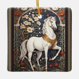 Ornamento De Cerâmica Elegante William Morris Inspirou Cavalo Branco