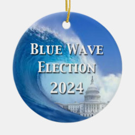 Ornamento De Cerâmica Eleição da Onda Azul 2024