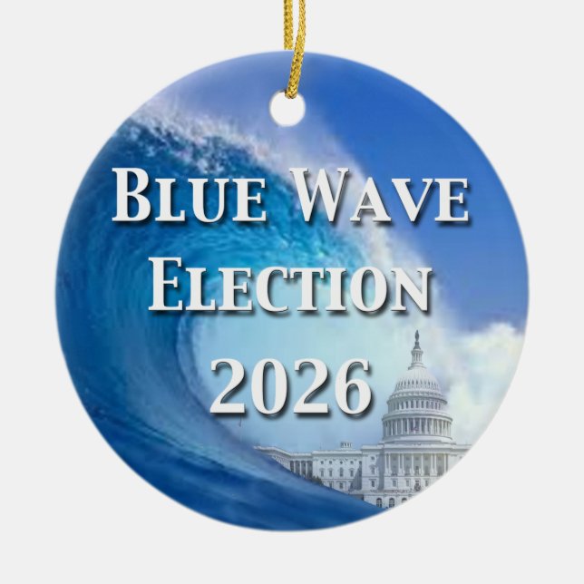 Ornamento De Cerâmica Eleição da Onda Azul 2026 (Frente)