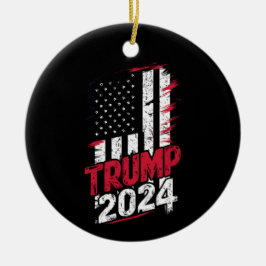 Ornamento De Cerâmica Eleição TRUMP 2024 EUA Bandeira Vintage