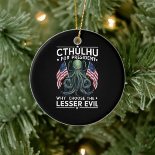 Ornamento De Cerâmica Eleições Engraçadas de 2024 Cthulhu Para President