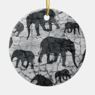 Ornamento De Cerâmica Elephant Concrete Jungle Patterno Design