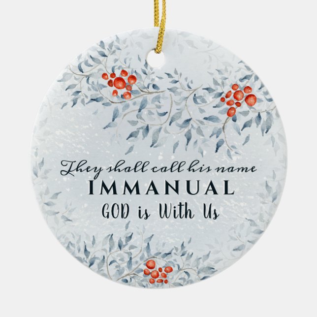 Ornamento De Cerâmica Eles chamarão Seu nome Immanuel, Natal (Frente)