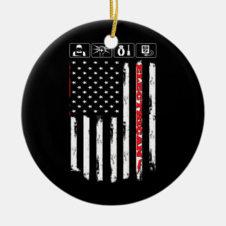 Ornamento De Cerâmica Elétrico americano Flag Patriotic Technician
