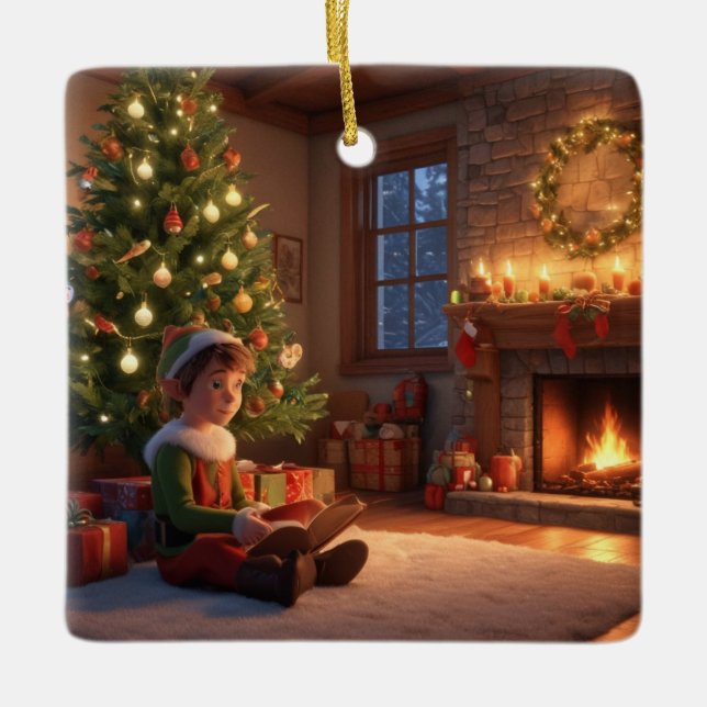 Ornamento De Cerâmica Elf (Frente)