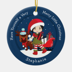 Ornamento De Cerâmica Elf de Garota Asiática