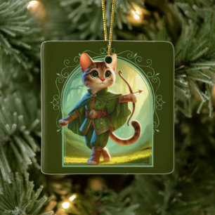 Ornamento De Cerâmica Elf Feline Fantasy Adventure