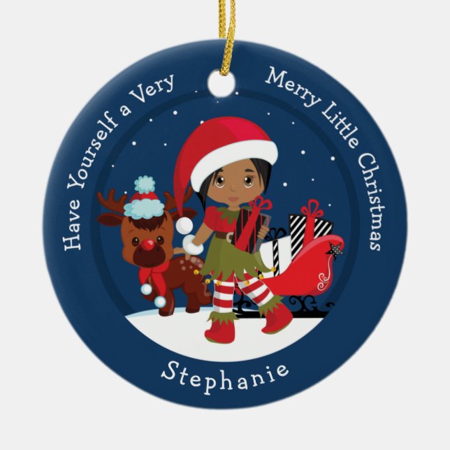 Ornamento De Cerâmica Elf Multicultural Girl (Frente)