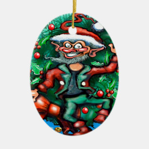 Ornamento De Cerâmica Elf Wreath