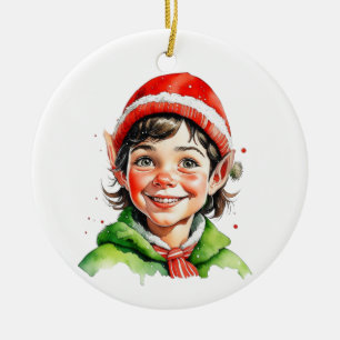 Ornamento De Cerâmica Elfo de Natal Antigo Personalizado