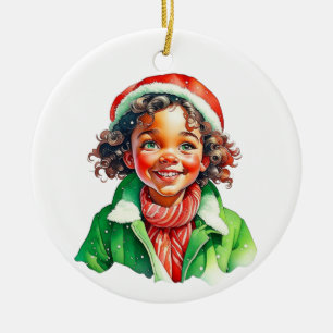 Ornamento De Cerâmica Elfo de Natal Vintage Personalizado