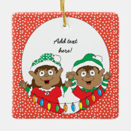 Ornamento De Cerâmica Elfos de Natal