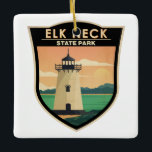 Ornamento De Cerâmica Elk Neck State Park Maryland Vintage<br><div class="desc">Ilustração do Parque Estadual do Pescoço Elk. O parque é uma zona de lazer pública situada entre a Baía de Chesapeake e o rio Elk,  perto do extremo sul da Península do Pescoço Elk.</div>