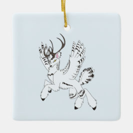 Ornamento De Cerâmica Ellis-Untamed Arctic OC Fantasy Winged Reindeer