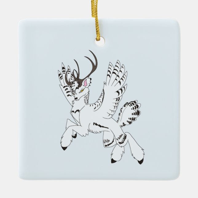 Ornamento De Cerâmica Ellis-Untamed Arctic OC Fantasy Winged Reindeer (Frente)