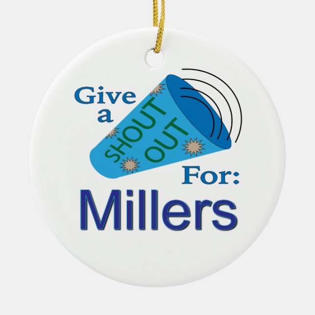 Ornamento De Cerâmica Elogios para os Miller (Frente)