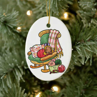 Ornamento De Cerâmica Elvis na cadeira de balanço