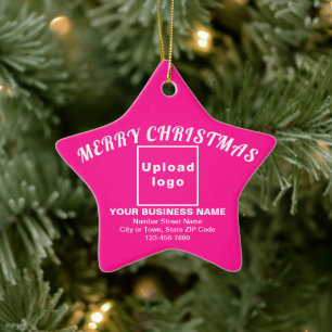 Ornamento de Cerâmica em Estrela Rosa de Natal Com