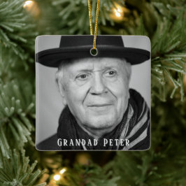 Ornamento De Cerâmica Em Memória Adorável Foto Branca Negra