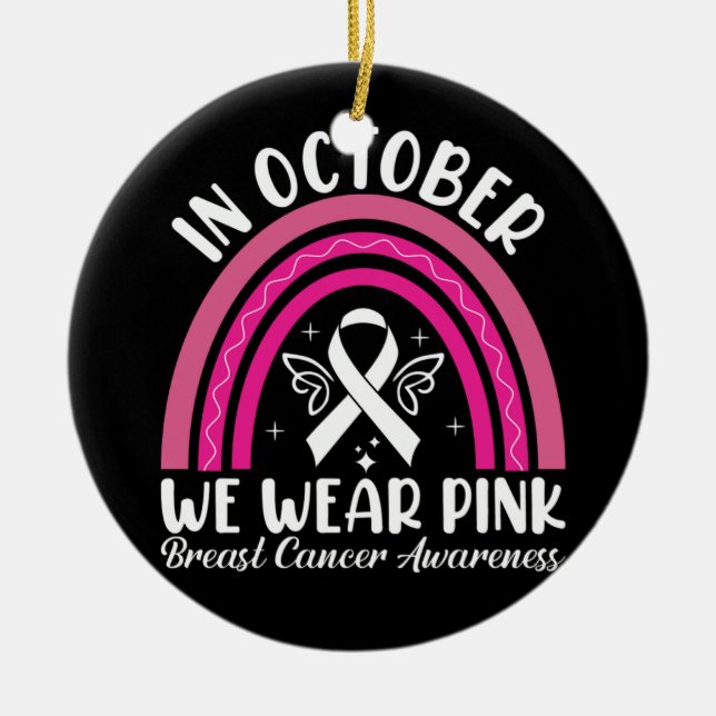 Ornamento De Cerâmica Em outubro vestimos rosa (Frente)