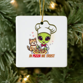 Ornamento De Cerâmica Em Pizza Nós Confiamos Arte de Chef Alienígena