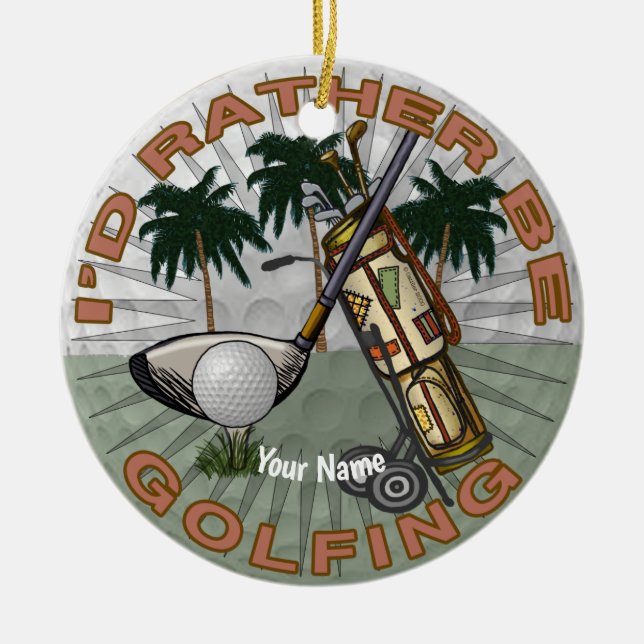 Ornamento De Cerâmica Em vez de Jogar Golfe  (Frente)