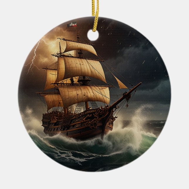 Ornamento De Cerâmica Embarcação submersível de vapor (Frente)