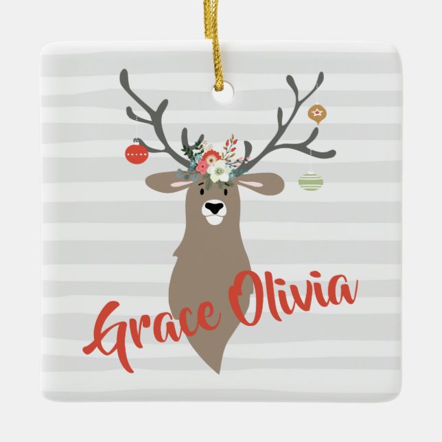 Ornamento De Cerâmica Embarcação Whimsical Personalizada De Natal Com Tr (Frente)