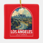 Ornamento De Cerâmica Emblem de Viagem de Arte de Los Angeles California<br><div class="desc">Viagem de vetor retrovetor de Los Angeles. Los Angeles é uma cidade em expansão no sul da Califórnia e o centro da indústria cinematográfica e televisiva do país.</div>