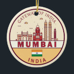 Ornamento De Cerâmica Emblem Skyline Cidade de Bombaim Índia<br><div class="desc">Design de arte colorida e minimalista de Mumbai,  com monumentos e marcos da cidade na Índia.</div>