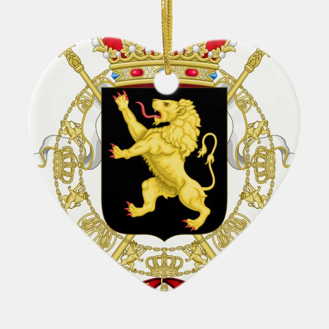 Ornamento De Cerâmica Emblema belga - brasão de Bélgica (Frente)