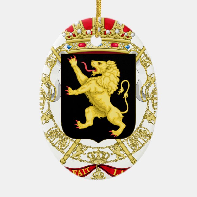 Ornamento De Cerâmica Emblema belga - brasão de Bélgica (Frente)