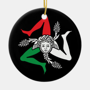 Ornamento De Cerâmica Emblema da Medusa Trinacria Siciliana Tema Italian