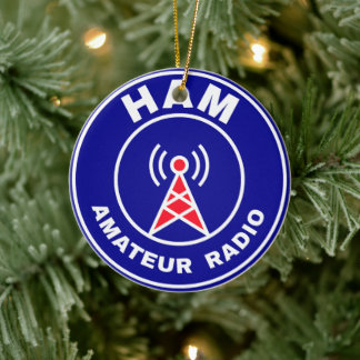 Ornamento De Cerâmica Emblema de Antena de Rádio Amador CQ de Feriado