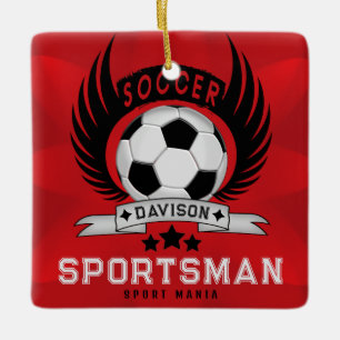 Ornamento De Cerâmica Emblema de Esportista de Futebol Personalizado Com