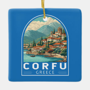Ornamento De Cerâmica Emblema de viagem de arte de Corfu Grécia