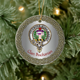 Ornamento De Cerâmica Emblema do Clã Buchanan & Tartan Thistle Personali