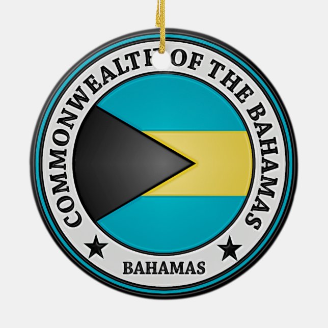 Ornamento De Cerâmica Emblema redondo de Bahamas (Traseira)