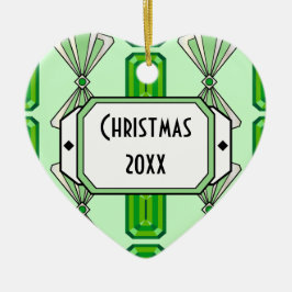 Ornamento De Cerâmica Emerald Deco Stripe