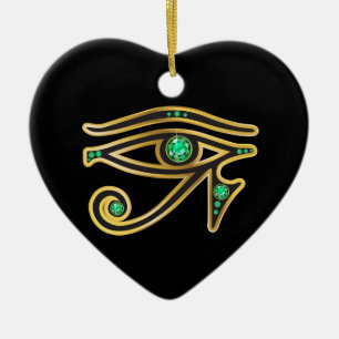 Ornamento De Cerâmica Emerald Eye de Ra em Dourado