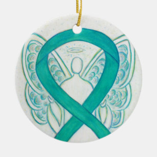 Ornamento De Cerâmica Emerald Green Sensibence Ribbon Angel Art Ornaings