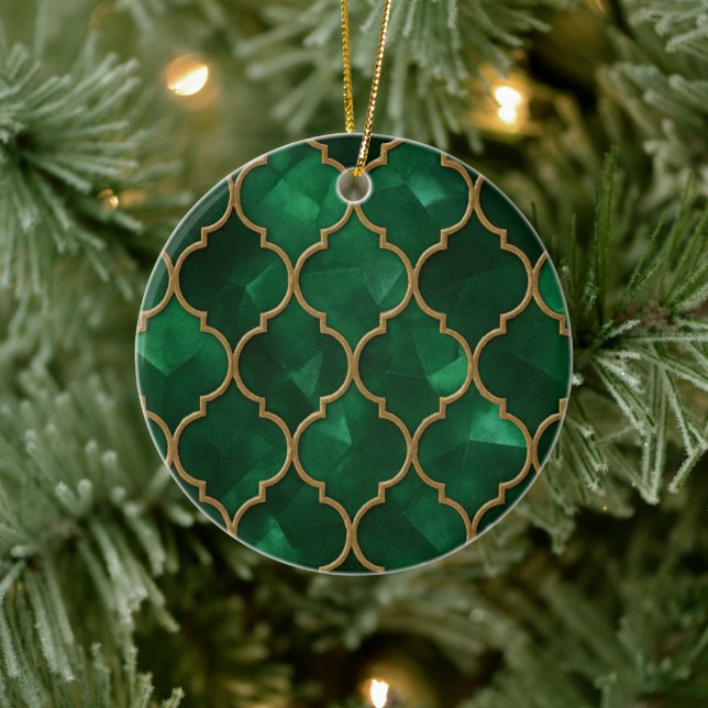 Ornamento De Cerâmica Emerald Moroccan Pattern – Luxury Style (Árvore)